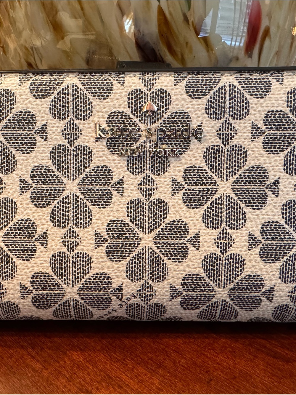 kate spade Black & Cream Heart-Club Pattern Wallet - Picture 2 of 8